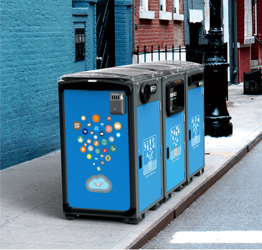 solar compactor on street